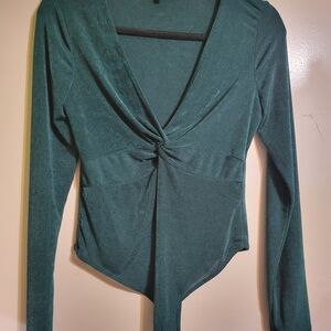 Elegant Green Long Sleeve Top